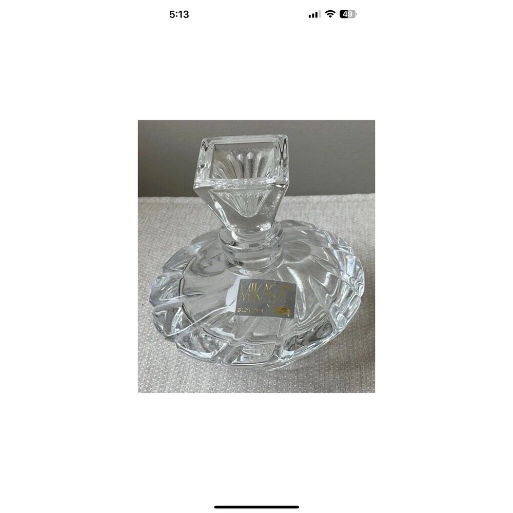 Mikasa Slovenia Round Perfume Bottle Cut Glass Crystal Bottle w/ Stopper Vintage